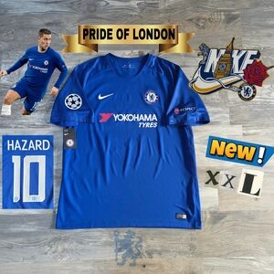 Nike Chelsea FC Eden Hazard #10 2017/2018 Home Blue Jersey New XXL UCL Patches